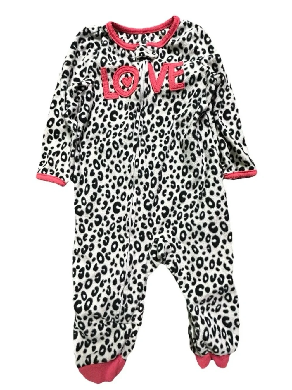 Toddler Girl Pajamas One Piece Footies Fleece Cotton Size 12-18 Months